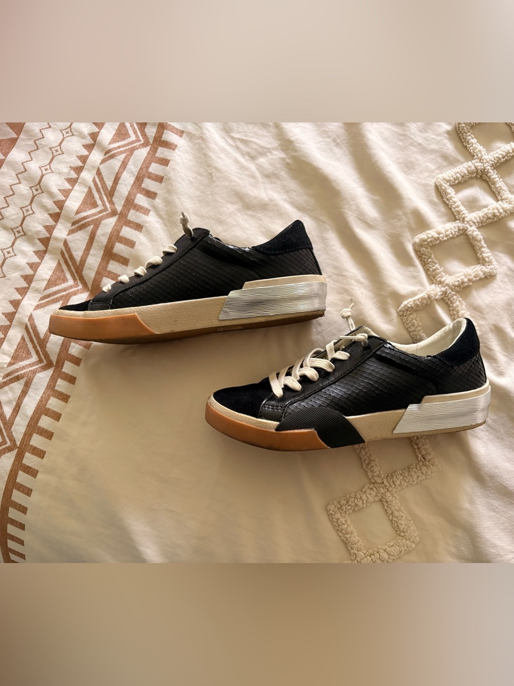 Men's Black Low-Top Sneakers with Gum Sole